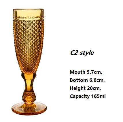 Европейский ретро тисненый бессвинцовый бокал красное вино флейта бокал для шампанского 1 шт/245 мл/300 мл/165 мл - Цвет: C2