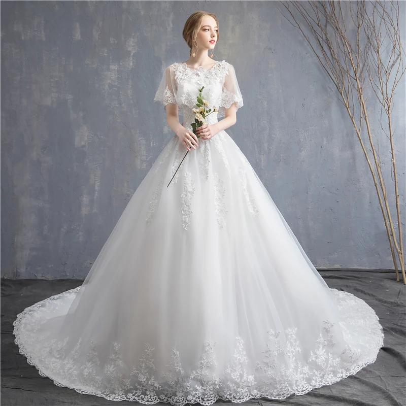 Высококачественное Королевское кружевное свадебное платье VLNUO NISA Robe De Mariee с жемчужной аппликацией и блестками, свадебное платье Vestido De Noiva 35