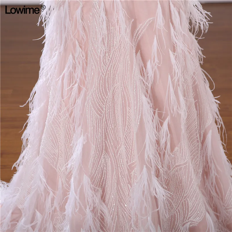2018 New Custom Made A-line Evening Dresses Gown Long Sleeves Beading Feather Court Train Prom Dress Long (7)
