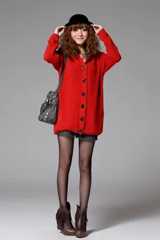 

2018 fashion Korean style new arrive women's sweaters autumn winter hooded long sleeve solid knitted cardigans sweater 9401