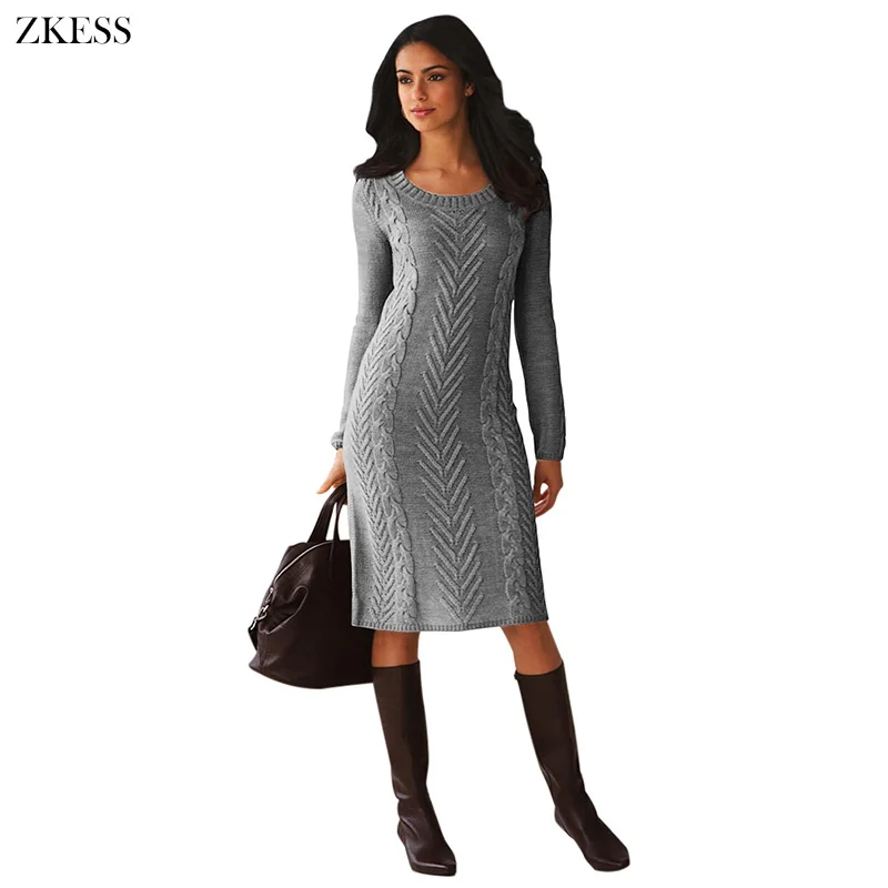 Gray-Women-s-Hand-Knitted-Sweater-Dress-LC27772-11-1 