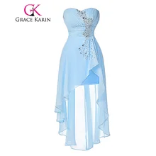 High Low Bridesmaid Dress 2017 Short Front Long Back Prom Gown Strapless Bead Sequin Pink Turquoise Bridesmaid Dress Grace Karin