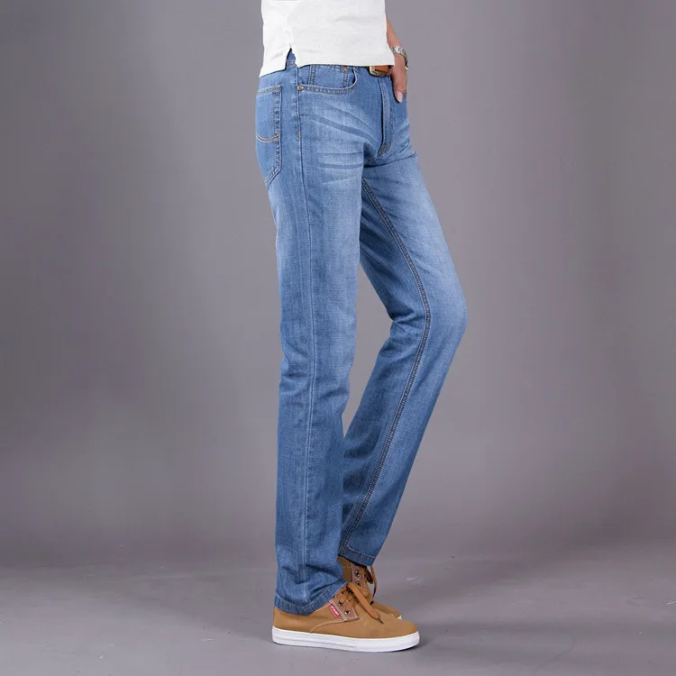 Brand Men's Jeans Spring summer Business Casual Loose Long Pants Male Solid Straight Jeans For Men factory Price  (4)