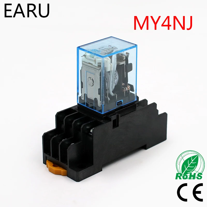 

1Pc MY4NJ Electronic Micro Mini Electromagnetic Relay 5A 14PIN Coil 4DPDT With PYF14A Socket Base DC12V 24V AC110V 220V LED