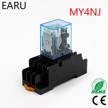 

1Pc MY4NJ Electronic Micro Mini Electromagnetic Relay 5A 14PIN Coil 4DPDT With PYF14A Socket Base DC12V 24V AC110V 220V LED