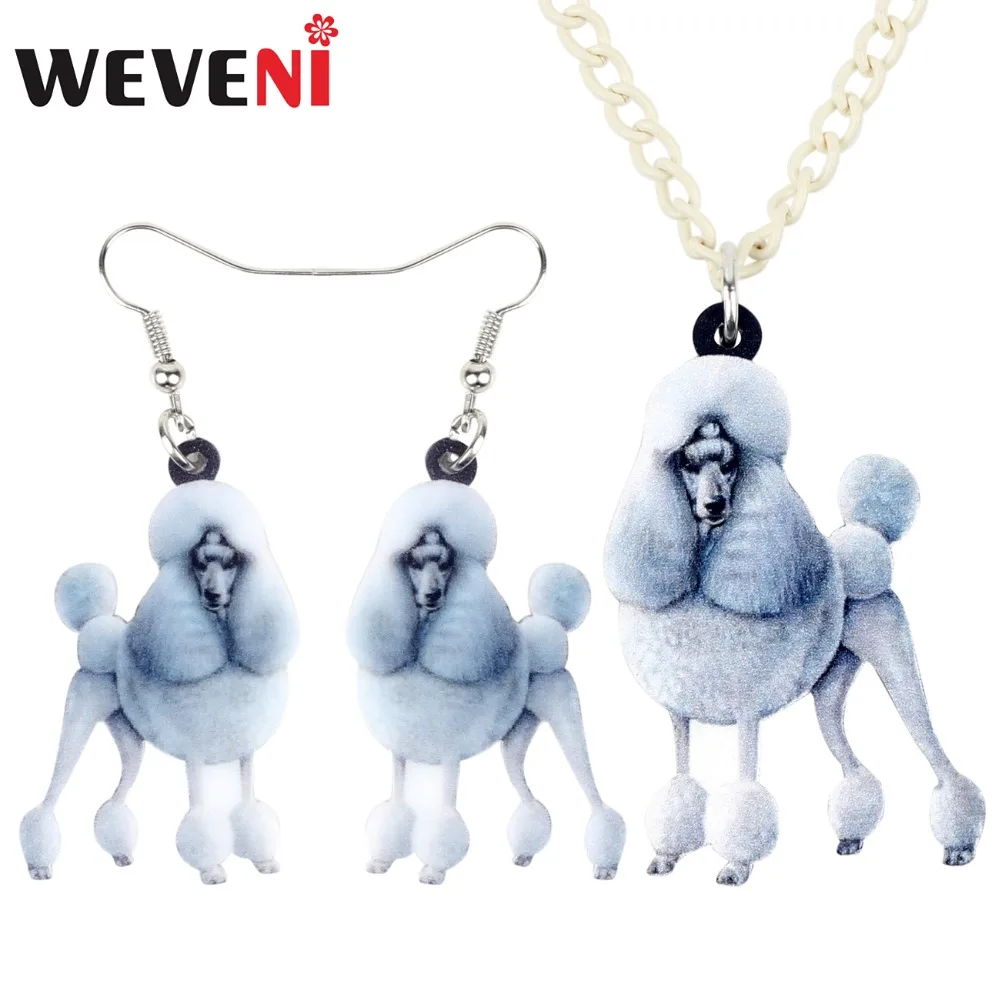 

WEVENI Acrylic Trendy Fluffy Poodle Dog Earrings Necklace Collar Jewelry Sets For Women Girls Female Animal Wholesale Bijoux