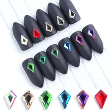 10 шт, прозрачные стразы AB для 3D украшения для ногтей, в форме стрелы, очаровательные ногти, самоцветы, сделай сам, с плоской задней частью, стразы для дизайна ногтей, кристалл JI739