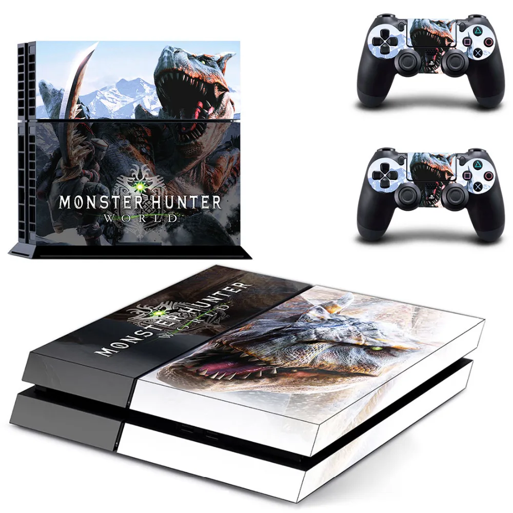 Игра Monster Hunter World наклейка для PS4 наклейка для sony playstation 4 консоль и 2 контроллера наклейка для PS4 виниловая наклейка