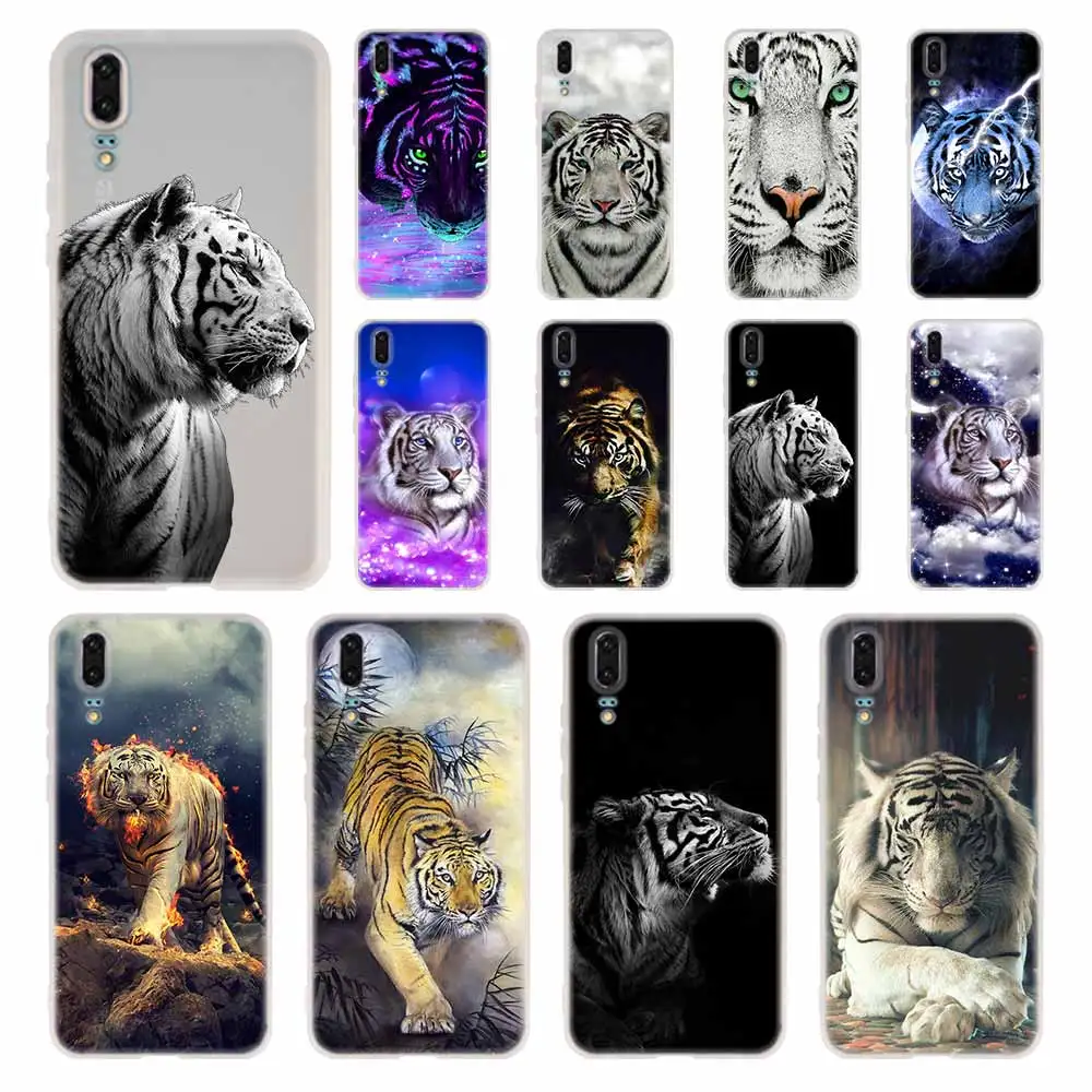 

MLLSE angry white tiger Case Silicone Soft TPU Cover For Huawei P30 P20 Pro P10 P9 P8 Plus Lite 2019 Cases