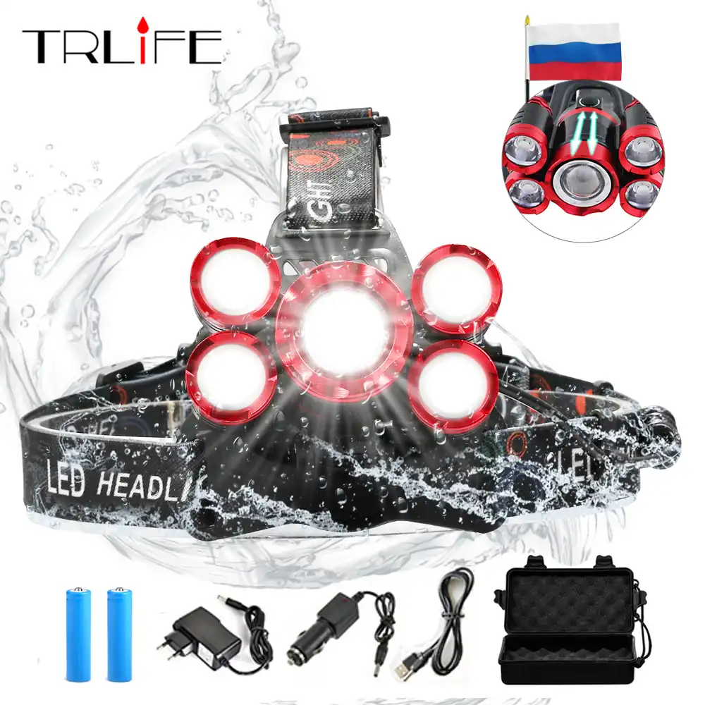 Detail Feedback Questions About 40000 Lums Ultra Bright Headlamp 5 40000 Lums Ultra Bright Headlamp 5 T6 Led Headlight 4 Mode Zoom Head Lamp Rechargeable