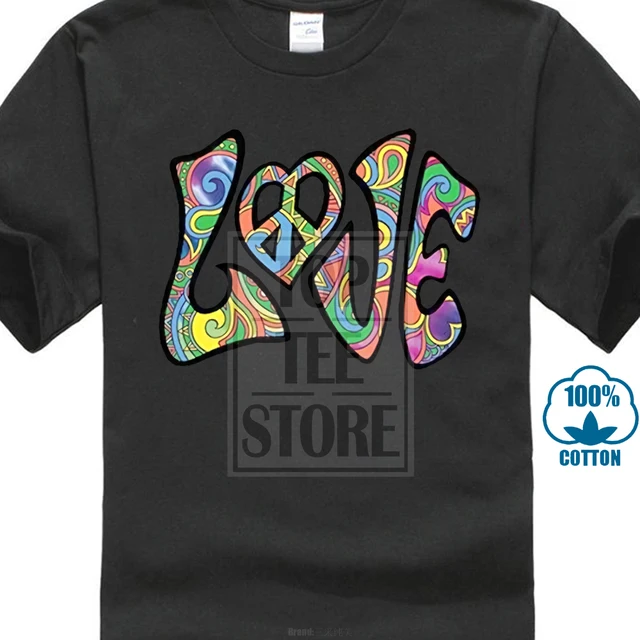 Funny Cheap Tee Shirts Love Hippy Peace 60'S Retro Vintage Style Mens