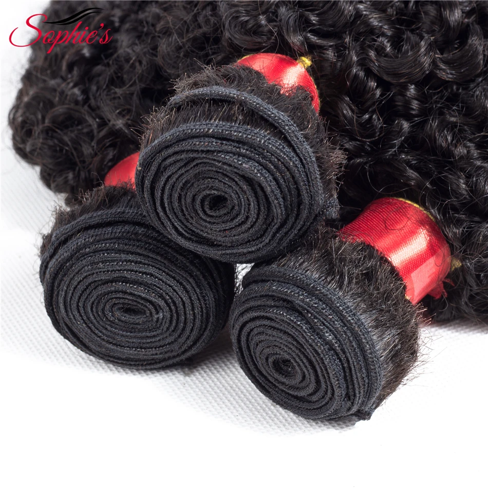 Sophies Peruvian Hair Bundles Kinky Curly Hair Bundles Remy Human Hair Bundles Can Buy With Closure Double Weft Hair Extension -