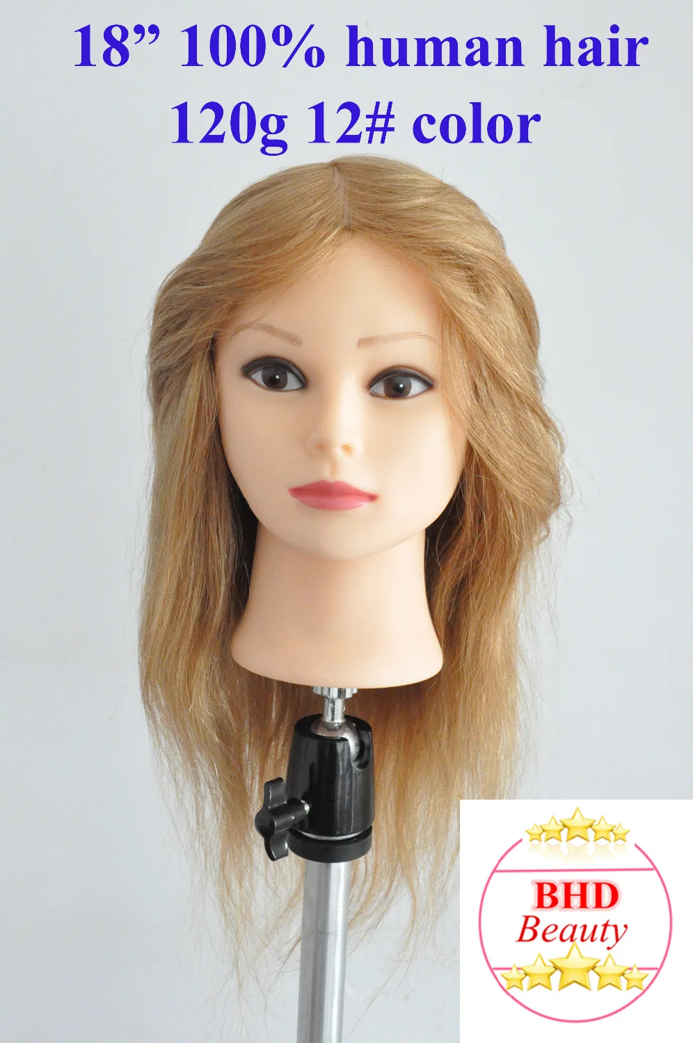 18" 100 Human Hair Hairdressing Training Practice Head Mannequin