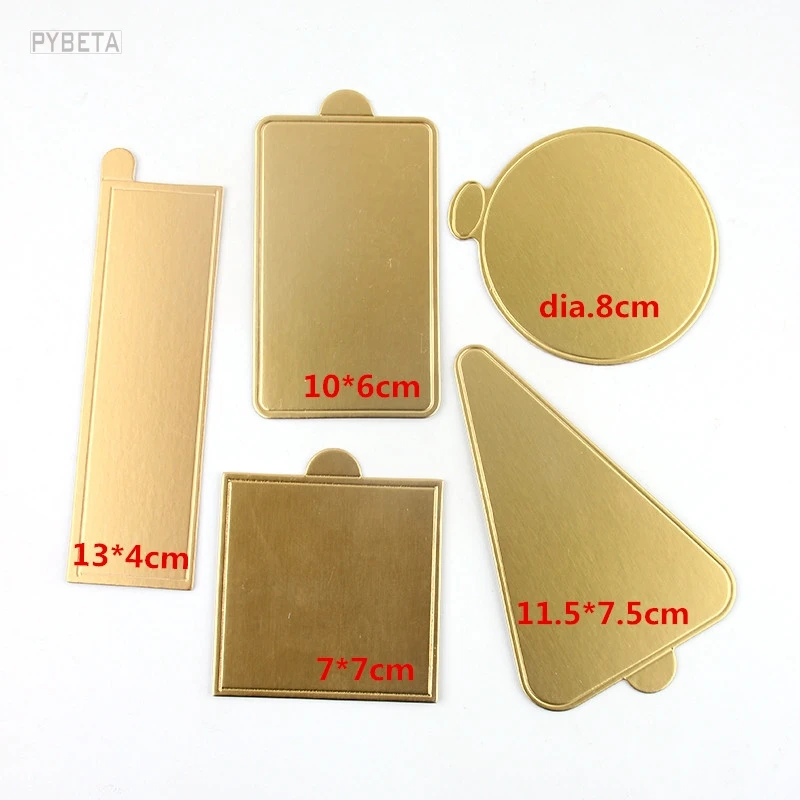 

100pcs- Gold Mousse Cardboard Base Pad Mousse Cake Paper Tray Holder Multi Shapes available