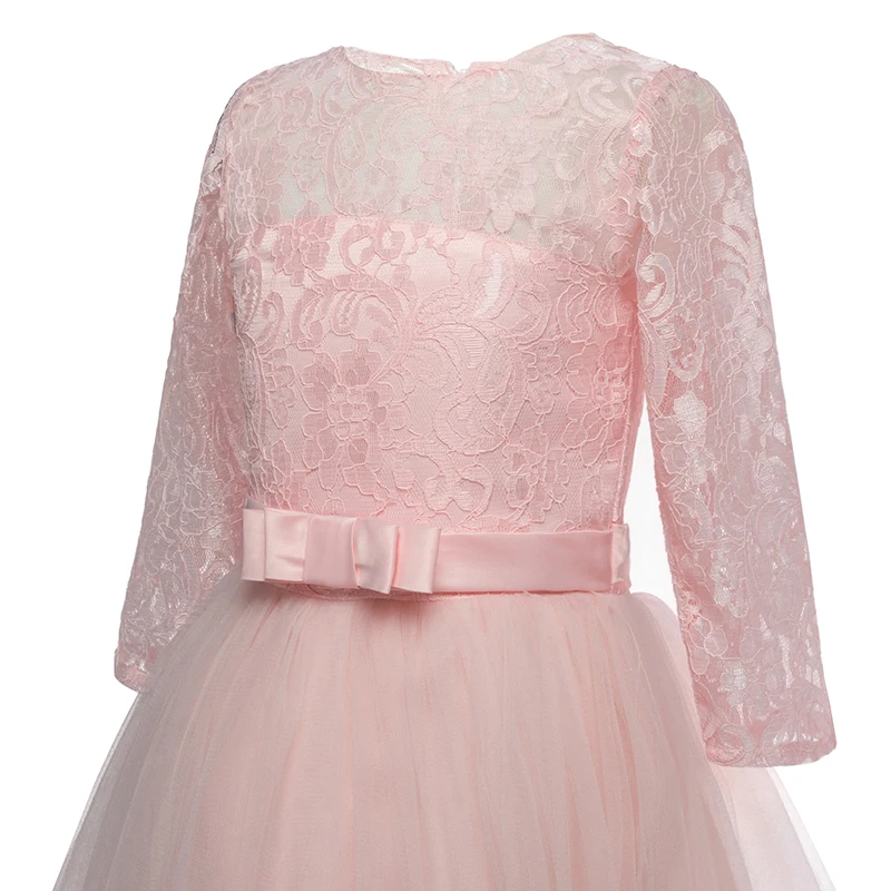 Детское свадебное платье кружевное розовое платье праздничная одежда для подростков Длинные вечерние платья для выпускного вечера для детей 6, 8, 9, 14 лет, эксклюзивная Одежда для девочек