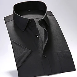Дикий тренд простой мужской бизнес с коротким рукавом рубашка профессиональная одежда рабочая одежда Повседневная Удобная рубашка - Цвет: Черный