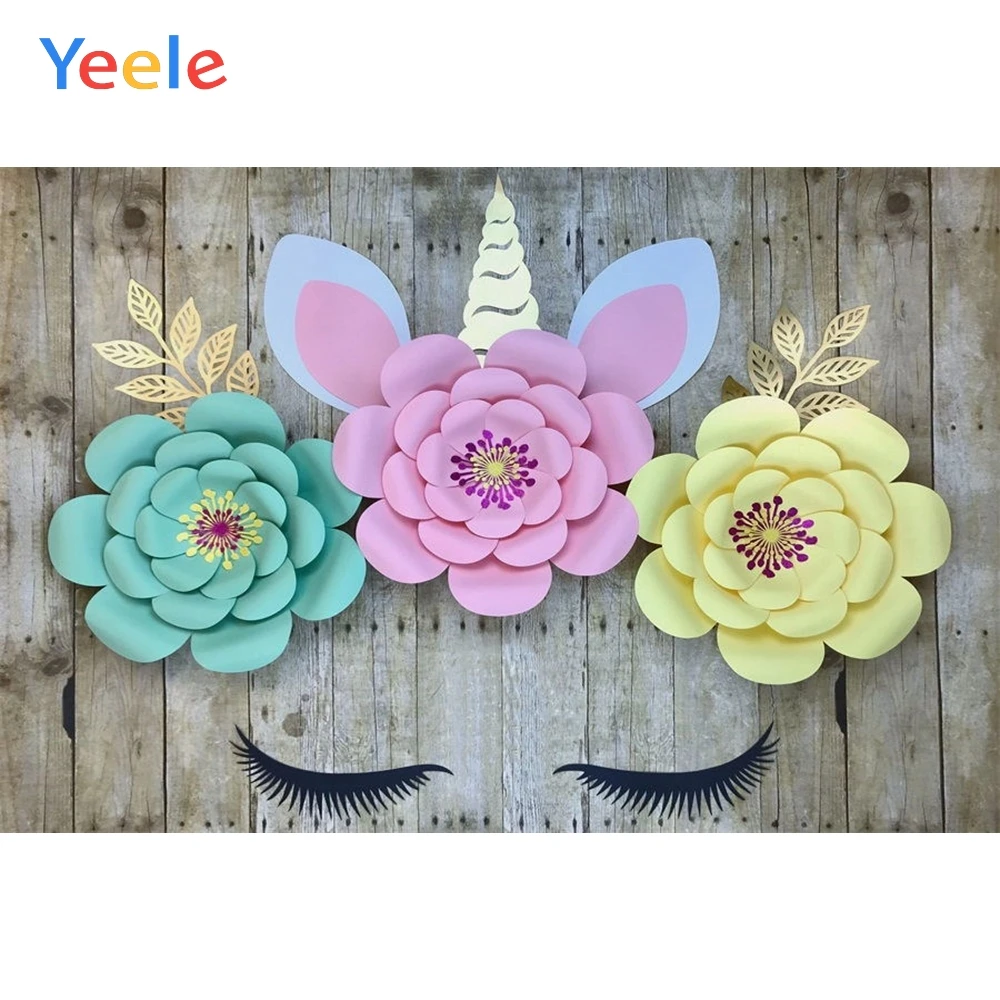 

Yeele Unicorn Flowers Birthday Holy Communion Party Personalized Photographic Backdrops Photography Backgrounds For Photo Studio