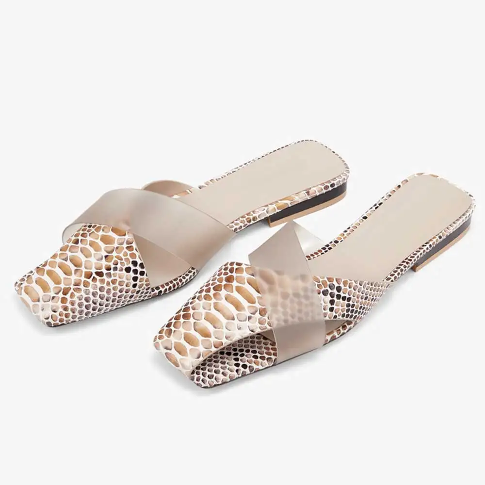 

WEIQIAONA 2019 New Spring Fashion Brand Design Snake Pattern Women Shoes Low Heels Casual Mules Ladies shoes