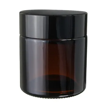 

KiWarm 120ml Empty Amber Glass Pot Brown Jar Container Bottle With Black Lids DIY Household Storage Bottle
