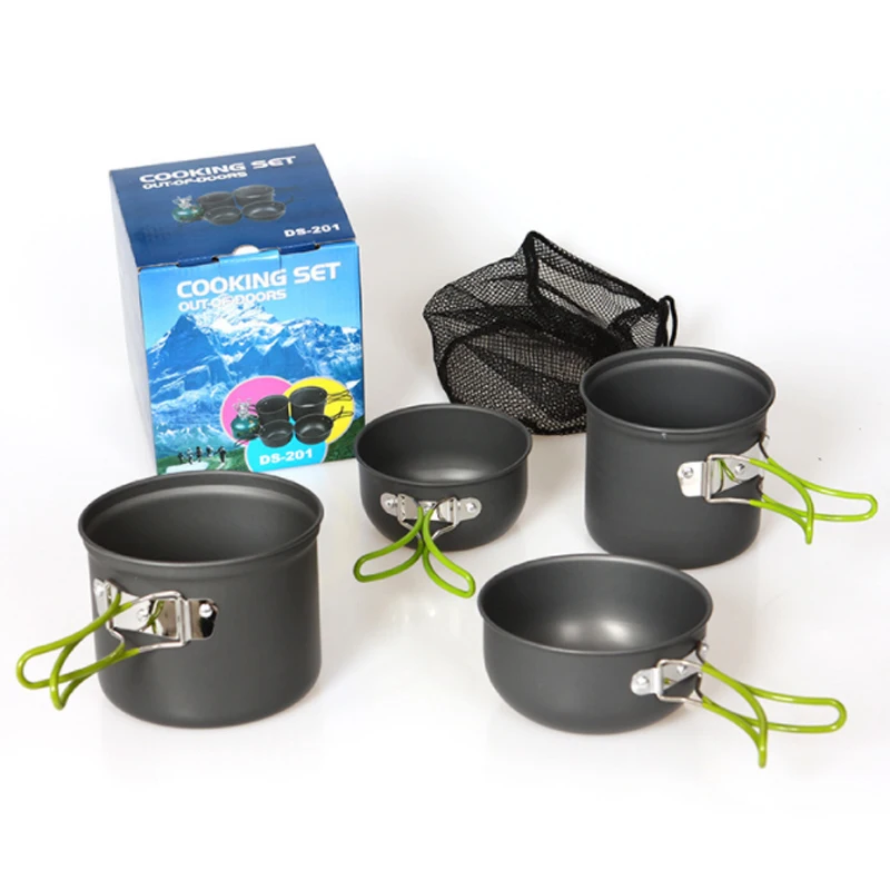 

Shipping Outdoor Cookware Set of 4 2-3 foldable camping picnic set pot combination portable