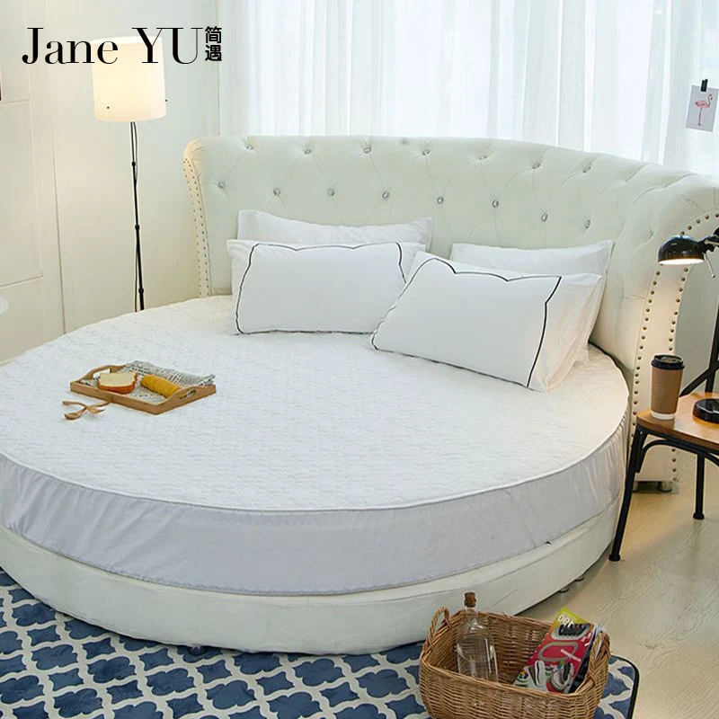JaneYU хлопковая эластичная натяжная простыня, твердый круглый матрас, чехол для домашней кровати, защитный чехол, круг, покрывало для кровати queen King, простыня