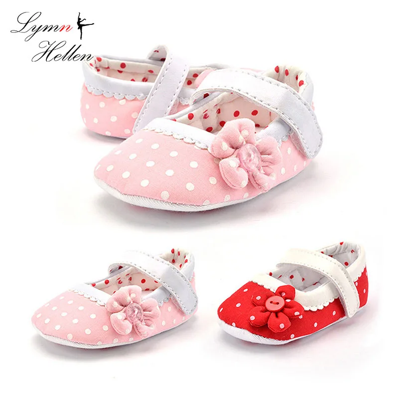 Dots Flowers Baby First Walking Shoes Girls Prewalker Newborn Toddler 0