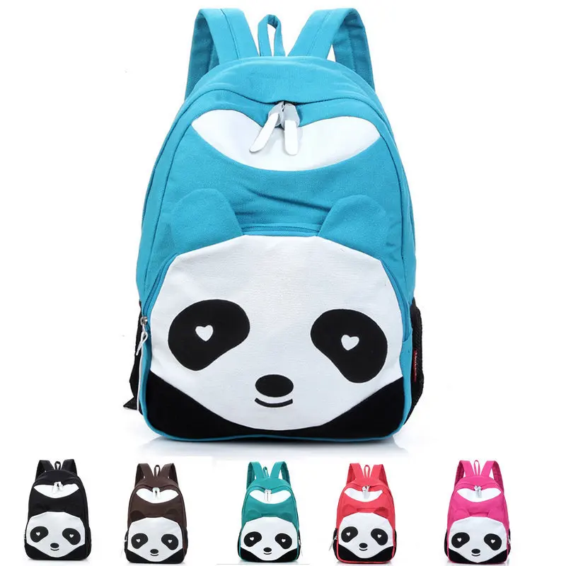 Hot Sale Panda Backpack Canvas Teenager School Bags For Boys Panda