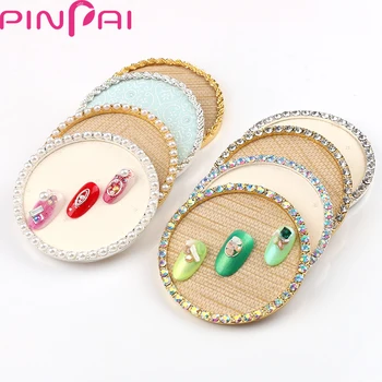

Nail Polish Color Display Plate Card Alloy Pearl Diamond Manicure Tips Showing Board Tray Nail Tips Show Shelf Plates D186