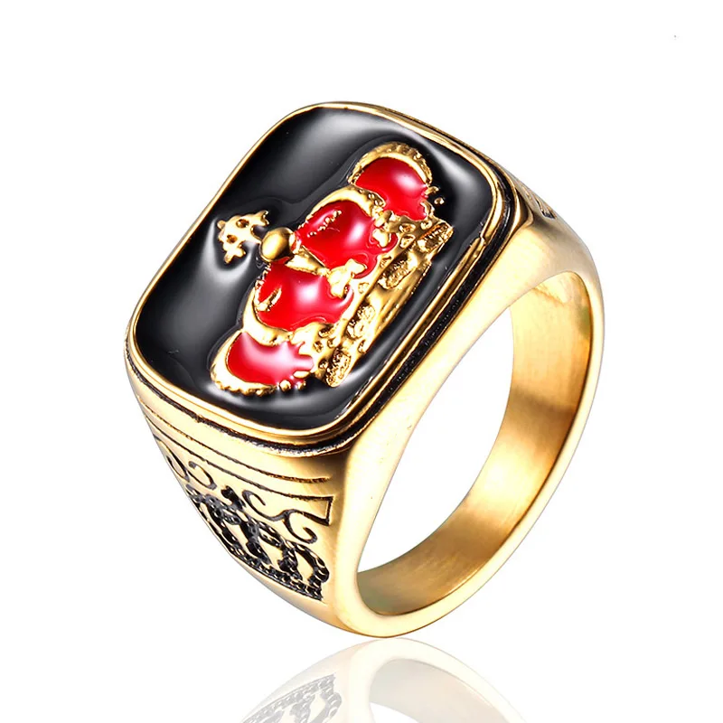 buy Punk Vintage King Crown Ring Gold Color Titanium Stainless Steel Mens Singet Rings Jewelry Drop Shipping