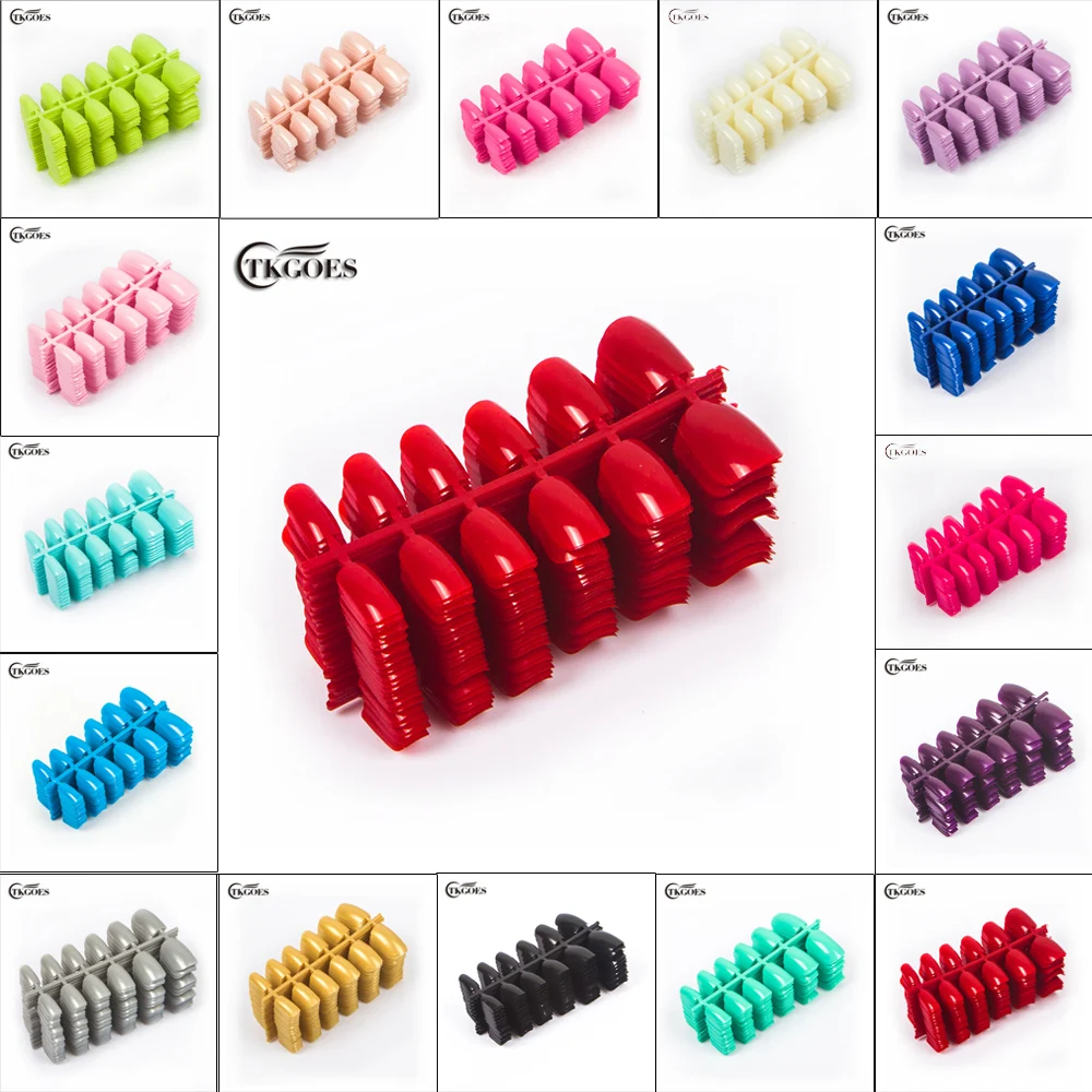 

TKGOES 600pcs/pack Fashion Full Cover Artificial False ABS Fake Nail Tips For 3D Nail Art Decorations Nail Care Salon Tips Tools
