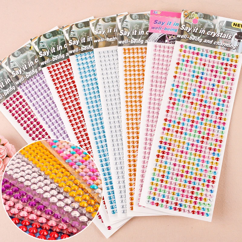 

9Set 504pcs/Set 6mm Self Adhesive Rhinestone Stickers Applique DIY Scrapbooking Decor Stickers Mobile Phone Case Car Wall Sticke