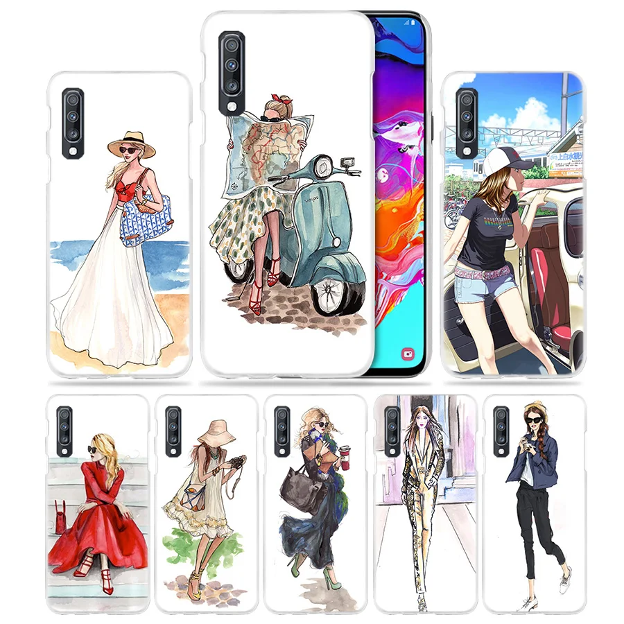 

Fashion Travel Girls Capinhas Case for Samsung Galaxy M40 A50 A80 A70 A60 A40 A30 A20e A10 J4 J6 Plus J8 2018 Hard Phone Cover