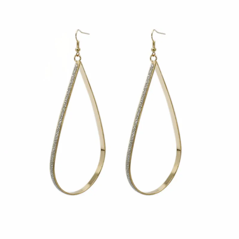 Fashion Big Dangle Earrings With Glitter Silver Gold Plated 11cm Super Size Triangle Waterdrop European Style Jewelry For Girls5