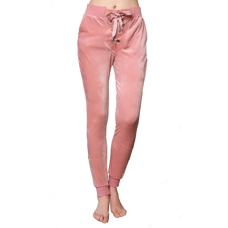 Зимние пижамные штаны женские розовые толстые бархатные домашние штаны для женщин повседневные теплые длинные штаны - Цвет: as picture