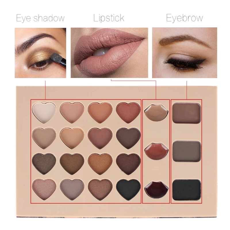 Makeup Set 3 In 1 Multifunction Eyeshadow Lipstick Eyebrow Palette Eyes+Lips+Brows
