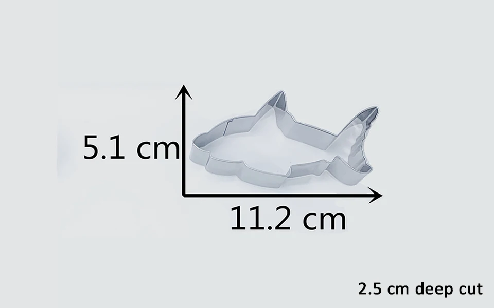 KENIAO Ocean Shark Cookie Cutter Для детей день рождения фрезы-печенье/кондитерские изделия/хлеб Cutter-11,2x5,1 cm-нержавеющая сталь
