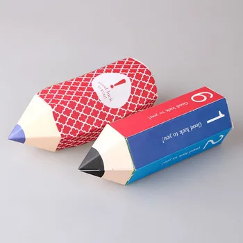 

11.5x5cm 20pcs Cartoon Red Pencil Candy Box For Baby Birthday Party Gift Colorful Pencil Shape Christmas Snack Packaging Box