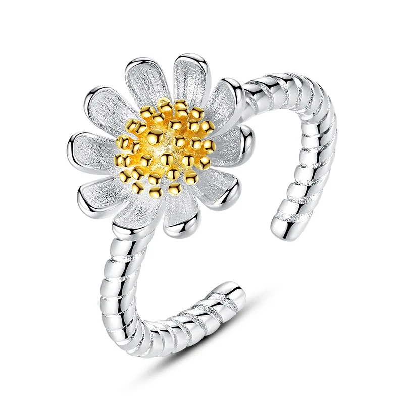 

100% 925 sterling silver fashion sunflower ladies`finger rings jewelry female birthday gift wholesale drop shipping no fade