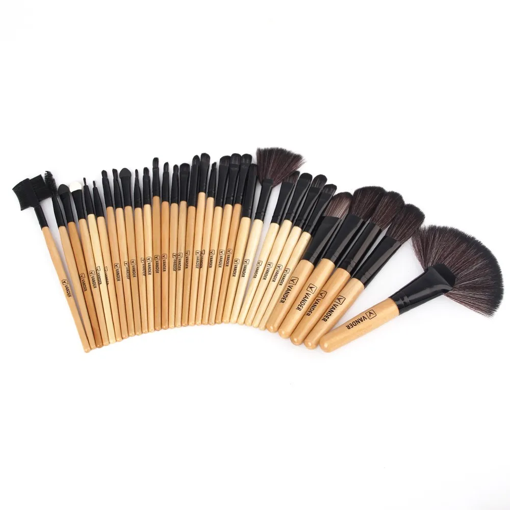 Vander 32 pcs Brown Soft Facial Foundation Makeup Brushes Set Powder Eye shadow Cosmetics Beauty Make Up Tools + Bag  (13)