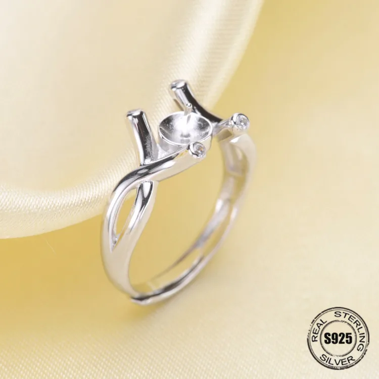 

DIY Pearl Accessories S925 Silver Adjustable Fine Pearl Ring Setting Blank Bar Settings Cameo Base