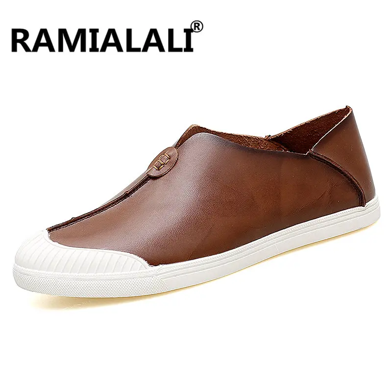 Ramialali мужские туфли на плоской подошве; Повседневная Удобная обувь для вождения; мужские лоферы из натуральной кожи; мужские туфли мокасины; мужская обувь