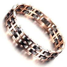 Bracelet Mens Jewelry Fashion Tungsten Bracelet, Rose Gold & Black Health Care Wristband KR7916