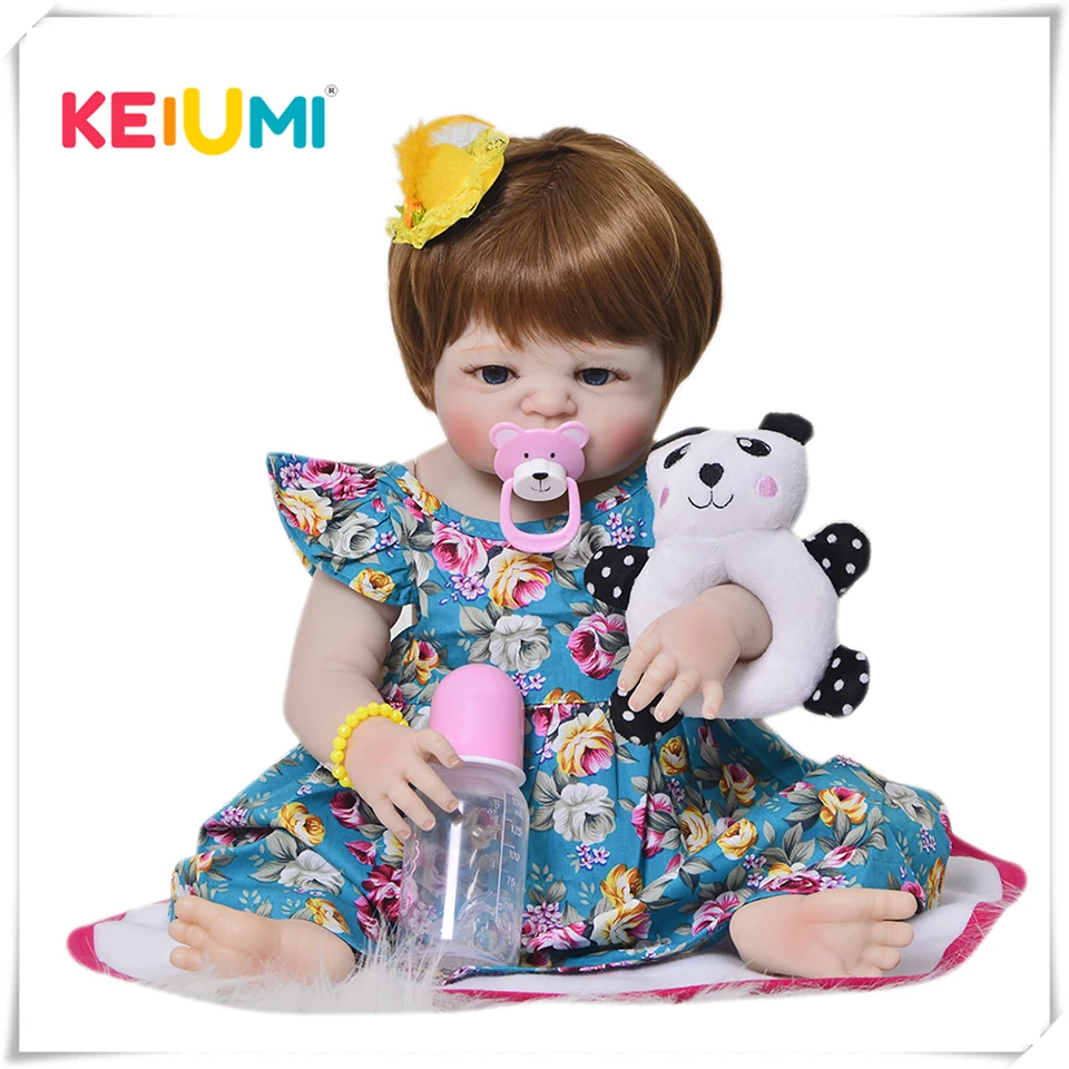 baratas Novo Design 23 Lifelike Boneca Reborn Bebê De Menina 57 cm Vinil Silicone Cheio Realista Brinquedos Com Peruca de Cabelo Do Bebê para Crianças Presente de Natal
