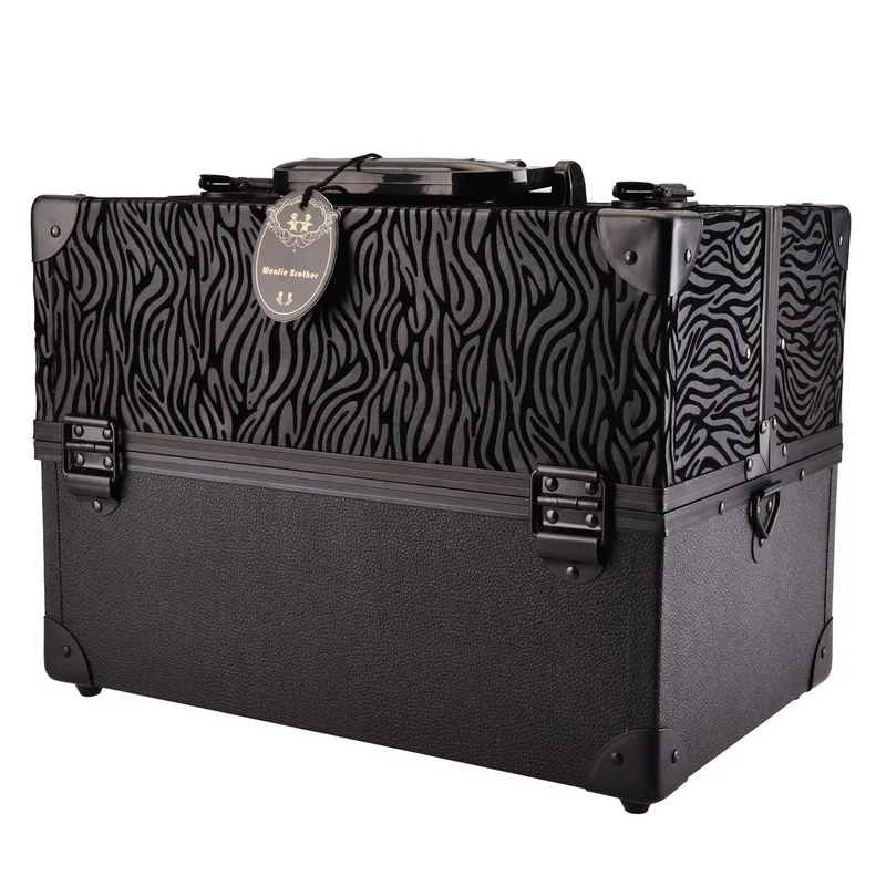 

new arrival big quality Leopard ABS&PU Make up Box Makeup Case Beauty Case Cosmetic Bag Multi Tiers Lockable Jewelry Box