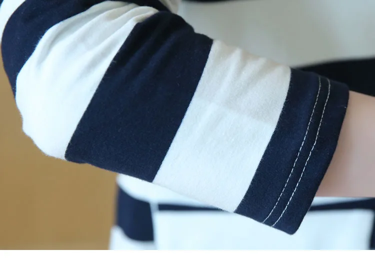 Striped Cartoon Head Picture Long Sleeve Maternity Dress 2019 Spring Autumn Korean Maternity Clothes for Pregnant Women QL5856