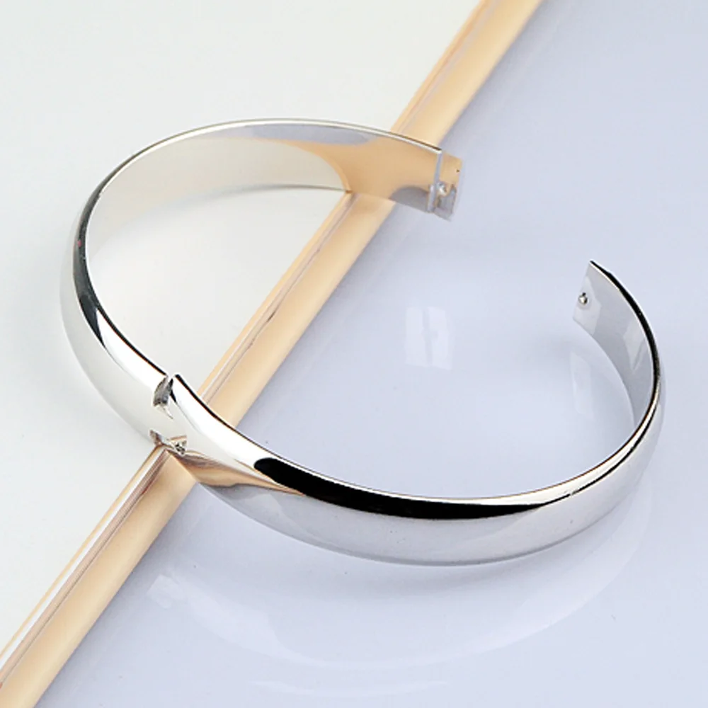 Kopen 100% 925 Zilveren Armband Voor Women Minimalist 8mm10mm Glossy Armband Sterling Zilveren Armband Fijne Sieraden Kerstcadeaus