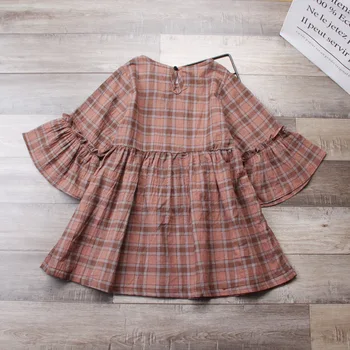 

Kids Dress Girl Princess Dress Spring Flare Sleeve Dresses Fashion Kids Plaid Clothing 5 p/l
