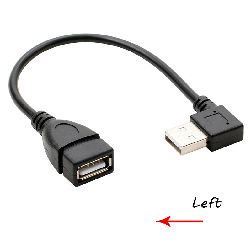 Черный 20 см AM/AF под углом 90 градусов USB 2 0 Тип A мужчин и женщин удлинитель кабеля