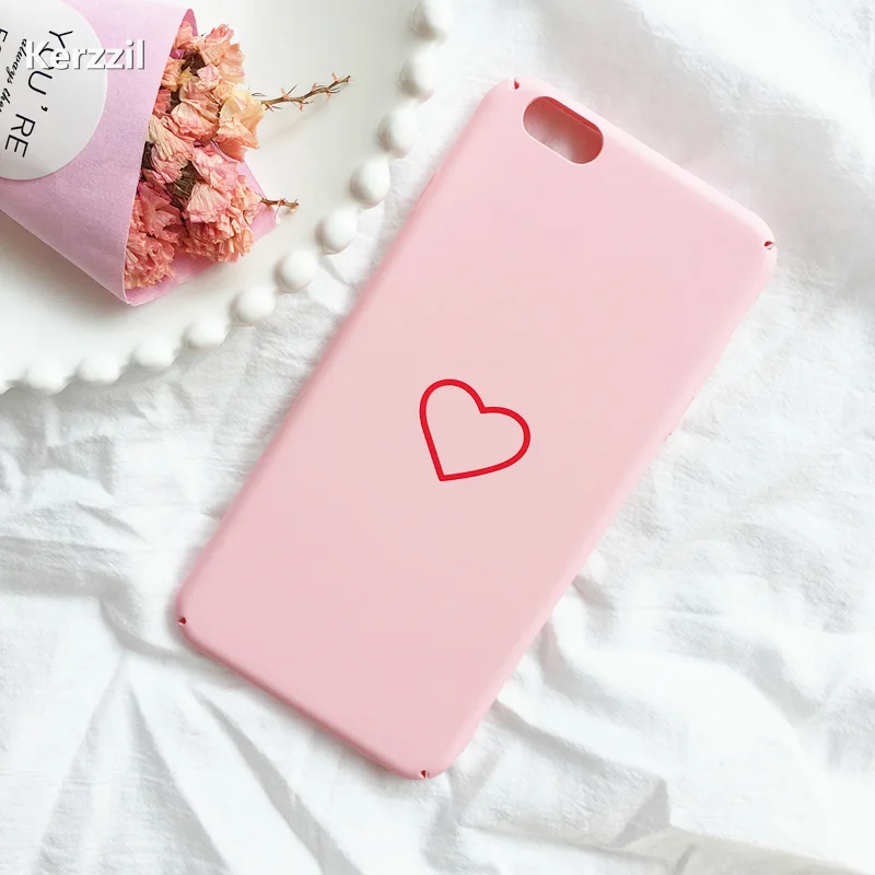 

Kerzzil Fashion Candy Love Heart Phone Cases For iPhone 7 6 6S Plus Frosted Hard PC Back Cover For iPhone 8 6 6S Plus Capa