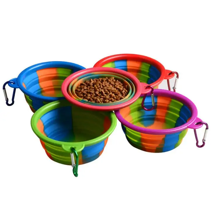 US $134.00 Camouflage Dog Bowl With Hook Silicone Folding Bowls Pet Food Feeders Outdoor Foldable Dog Pet Bowls SN1791